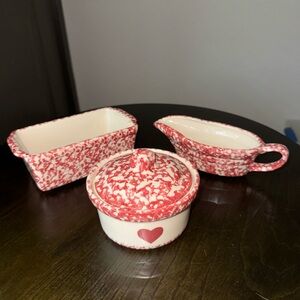 Vintage Bel-Terr USA Pottery Stoneware Lidded 5" Crock Baker Loaf Pan Gravy Boat